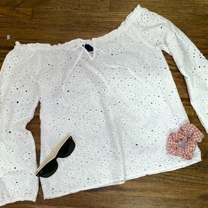 White Eyelet off-the-shoulder blouse